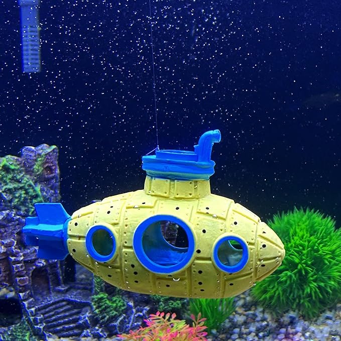 Floating Fish Tank Decoration, LittleCute Retro Submarine AquariumDecoration - Image 4