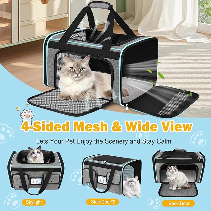 HUANLANG Soft-Sided Cat Carrier Airline Approved, Dog Carriers - Image 7