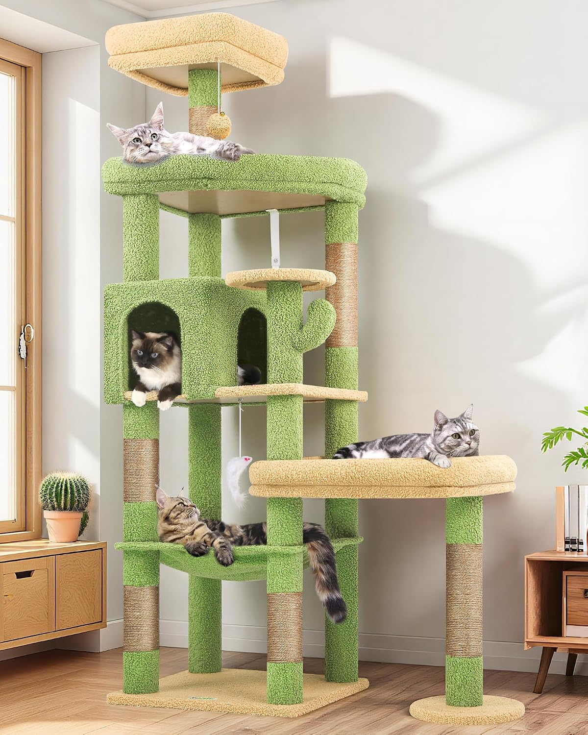 Globlazer 65in Sturdy Cat Tree Tower for Indoor Large Cats, S65, Dark Grey
