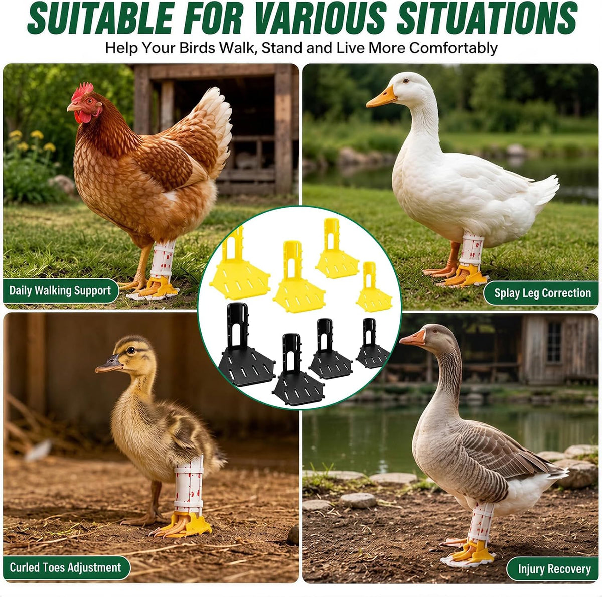 8PCS Chicken Leg Splint,Adjustable Chicken Splint for Ducks,Geese for Brace