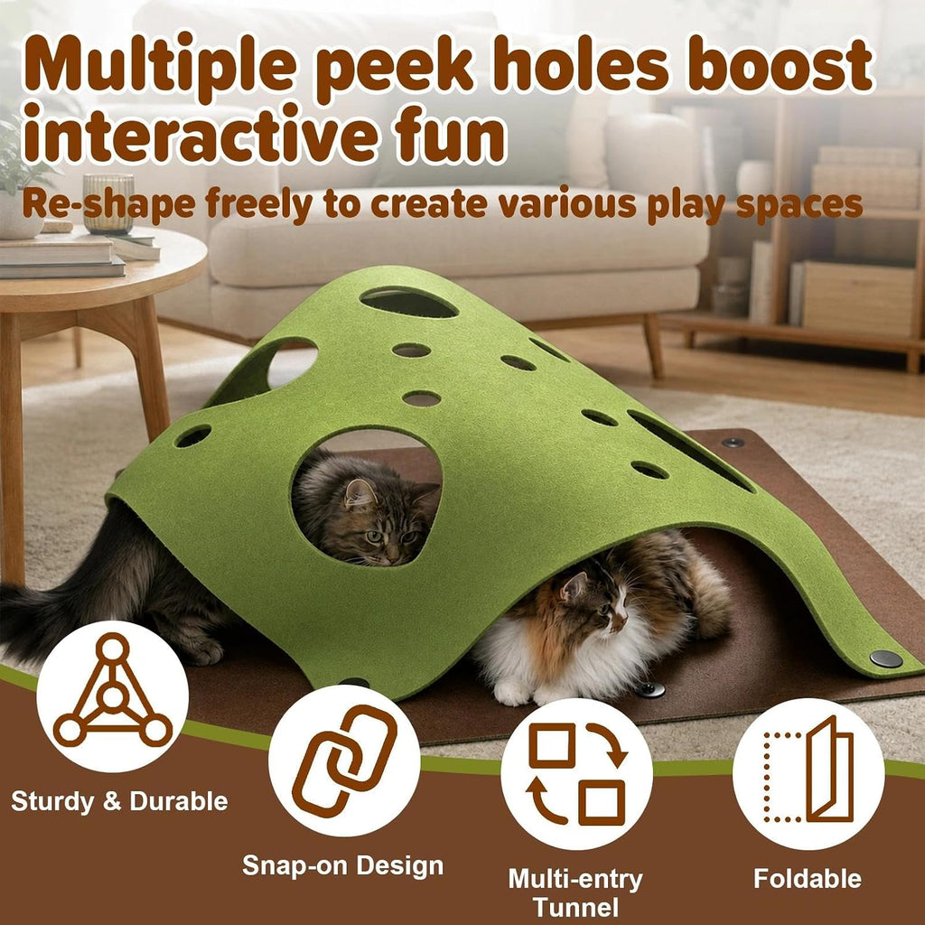 Interactive Felt Cat Tunnel Toy Multi-Scenario Scratch Fun for Indoor Cats