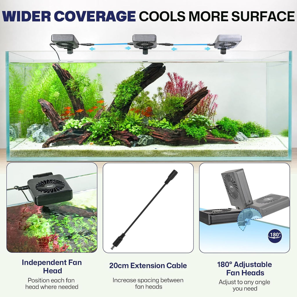 hygger Aquarium Cooling Fan with Smart Temp Control for 10-25 Gal Tanks