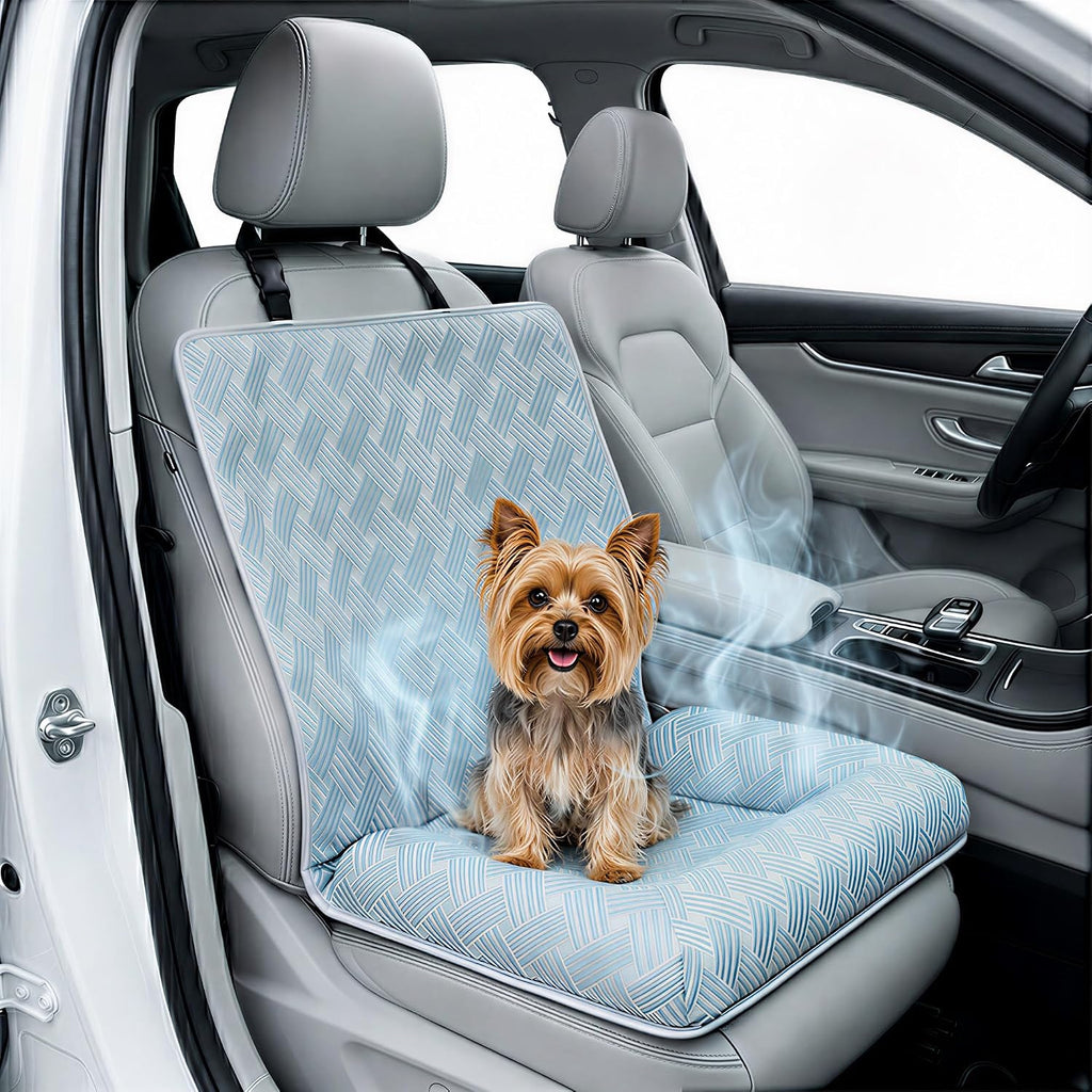 Premium Dog Cooling Car Seat Mat for Small Dogs & Puppies, Front Seat Travel