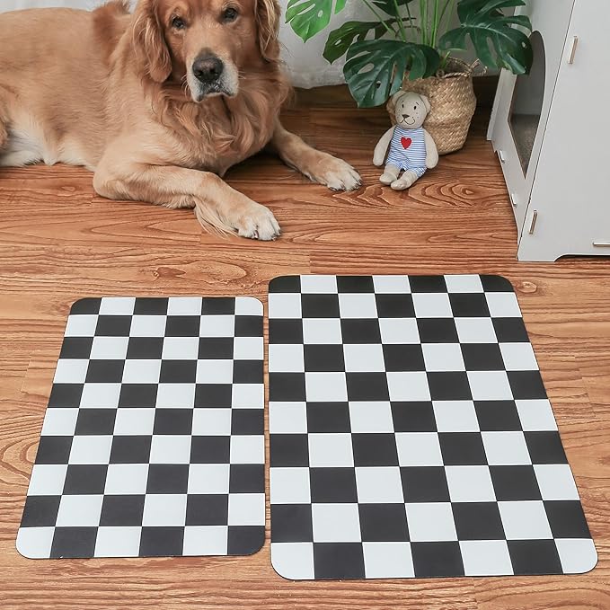 Ralxion Checkered Dog Feeding Mat, Absorbent Mats - Image 2