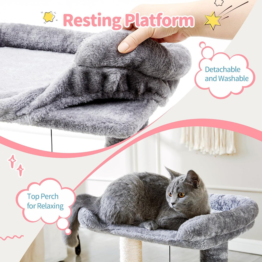 Made4Pets Cat Scratching Post with Bed and Self Groomer, Small Cat Tree 20"