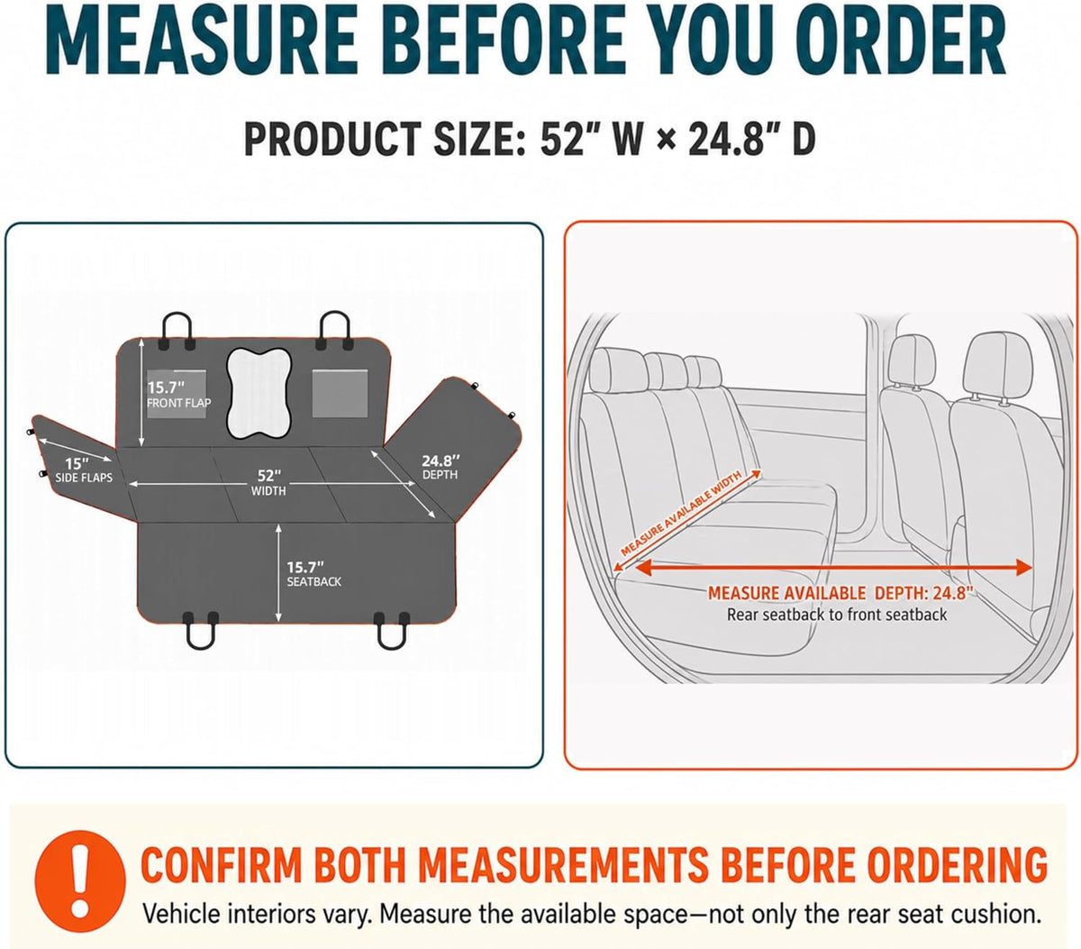 Bark Lover Dog Car Seat Cover for Back Seat – Heavy Duty Back Seat Extender for Dogs with Hard Bottom, 7-Layer Protection, Non-Slip & Scratchproof, Easy to Install (Red)