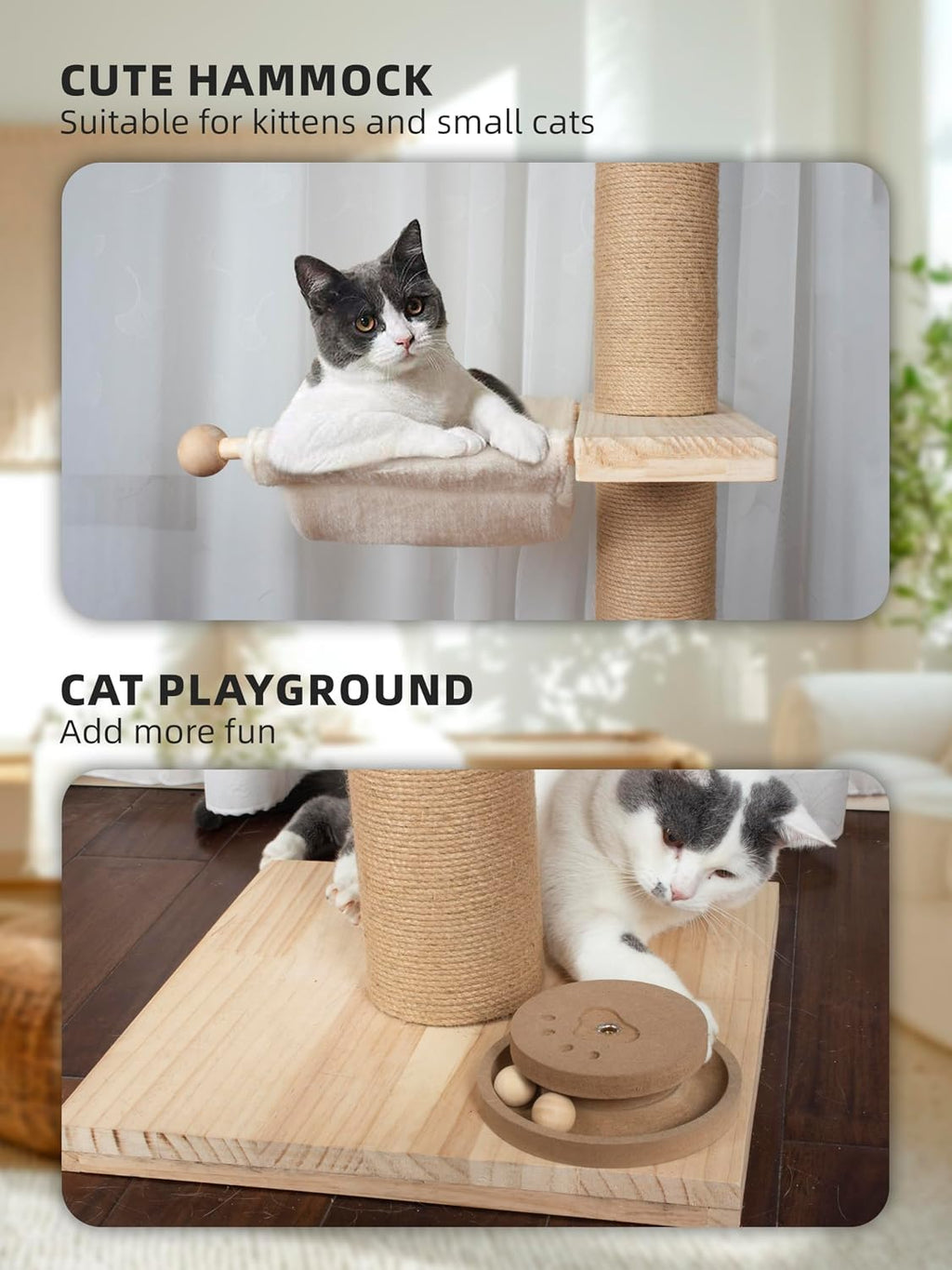 Floor to Ceiling Cat Tree Adjustable 97-124'' Tall for Indoor Cats