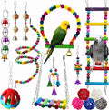 Hamiledyi Bird Parrot Swing Chewing Toy Set 15PCS Wooden Hanging Bell by Hamiledyi