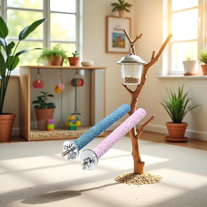 2 Pcs Multi-Color Random Bird Perch Stand Toy Wood Parrot Perch Stand Grinding - Image 3