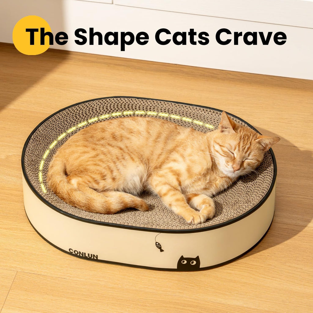 Conlun Oval Cat Scratcher Bed | Scratching Bowl Lounge for Kittens | Medium