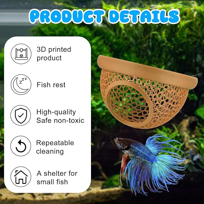 Floating Betta Hide & Shrimp Cave – 3D Printed Aquarium Hammock, Feeder & Rest - Image 7