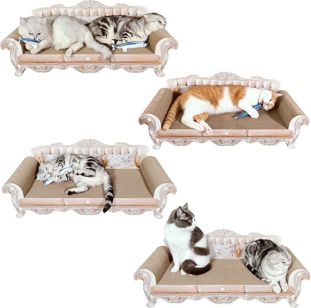 miwoowim 31.5" Extra Large Cat Scratcher Sofa, Durable Cardboard Lounge Bed