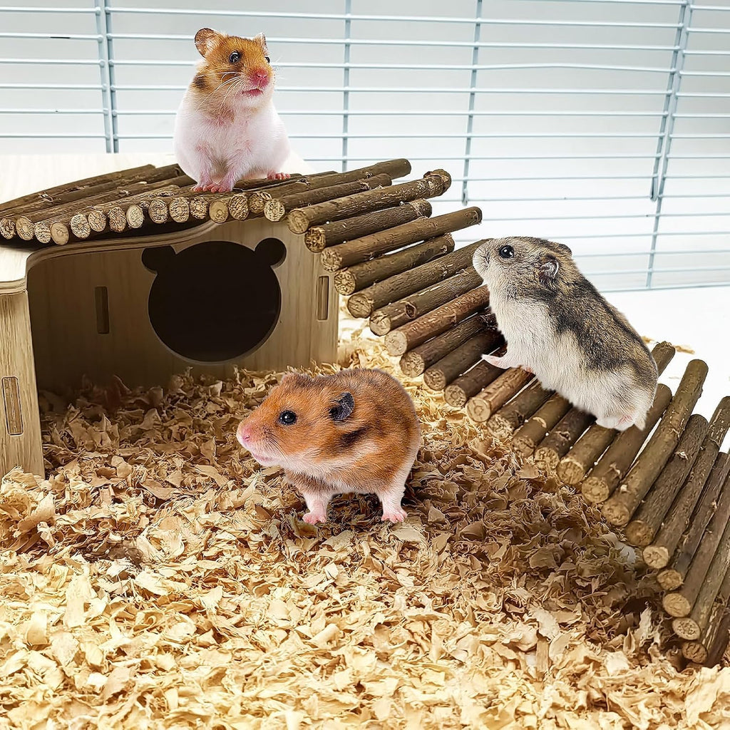 PINVNBY Bendy Hamster Climbing Ladder Bridge Long Natural Wooden Rat Fence