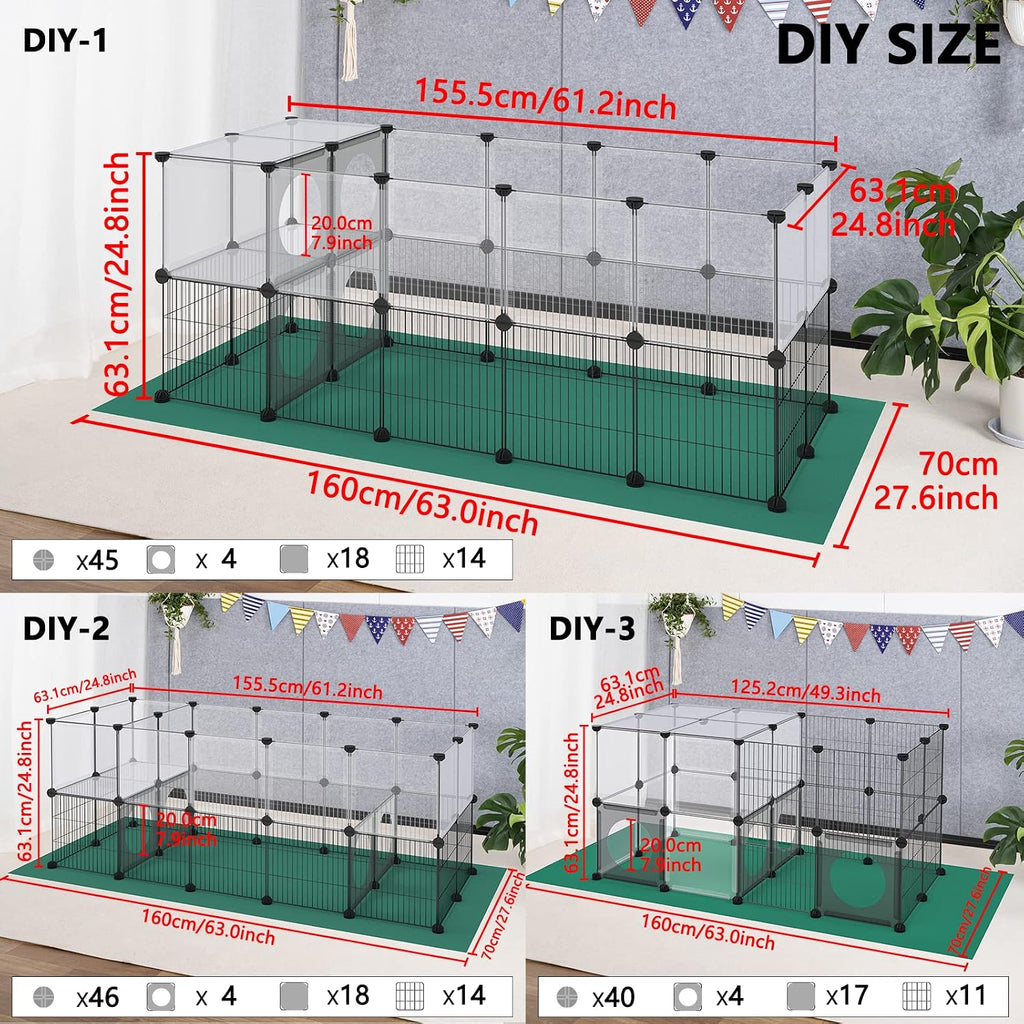 DINMO 36 Panels Bunny Playpen, Oxford Mat & Game Holes, Expandable Fence