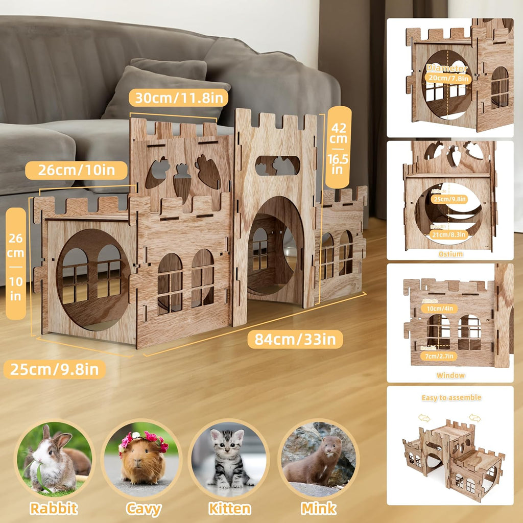 Large Bunny Castle Sturdy House for Rabbits Ferrets Guinea Pigs