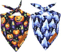 Realeaf Halloween Dog Bandanas 2 Pack, Pumpkins and Ghosts Pet Scarf by Realeaf