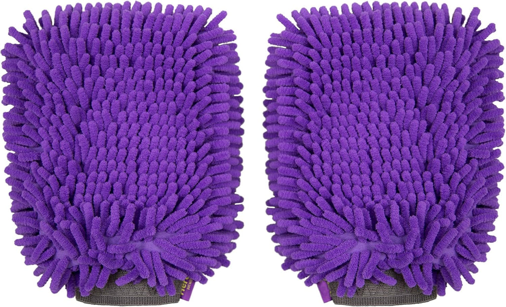 Hertzko 2 Pack Pet Towel Glove Ultra Absorbent Chenille Coral Fleece Material