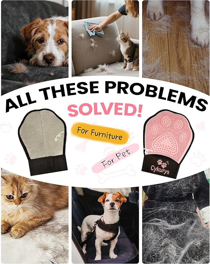 Pet Hair Removal Glove for Dogs & Cats, 2-in-1 Double-Sided Pet Grooming Tool - Image 2