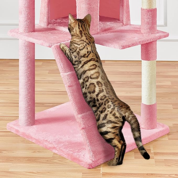 Yaheetech XL Cat Tree, 80in Multi-Level Cat Tower w/Scratching Posts, Double - Image 9