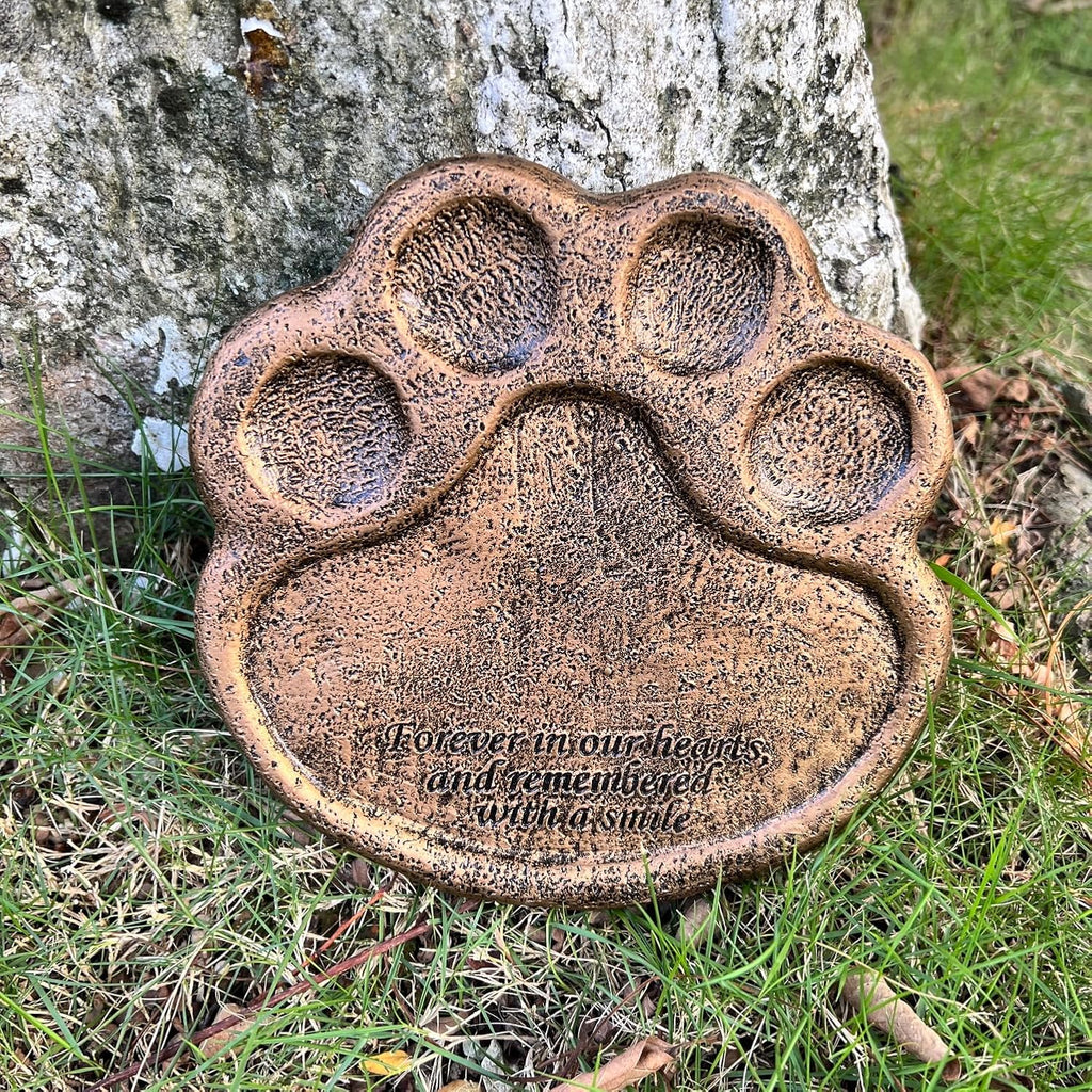 Paw Print Pet Memorial Garden Stone and Sympathy Poem Pet Grave Headstone Tombstone Garden Stepping Stone Loss of Pet Gift