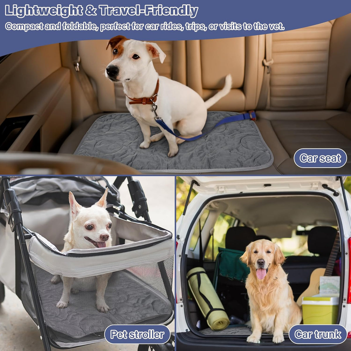 Kritter Planet Pack of 2 Waterproof Pet Pads, Small Furniture Pads, Reversible Dog Mat, 16 x 24 inch