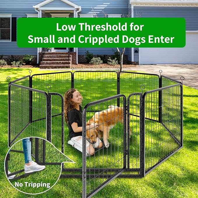 Dog Playpen Outdoor Extra Wide 8 Piece Panels Heavy Duty Dog Fence 32" Height - Image 6