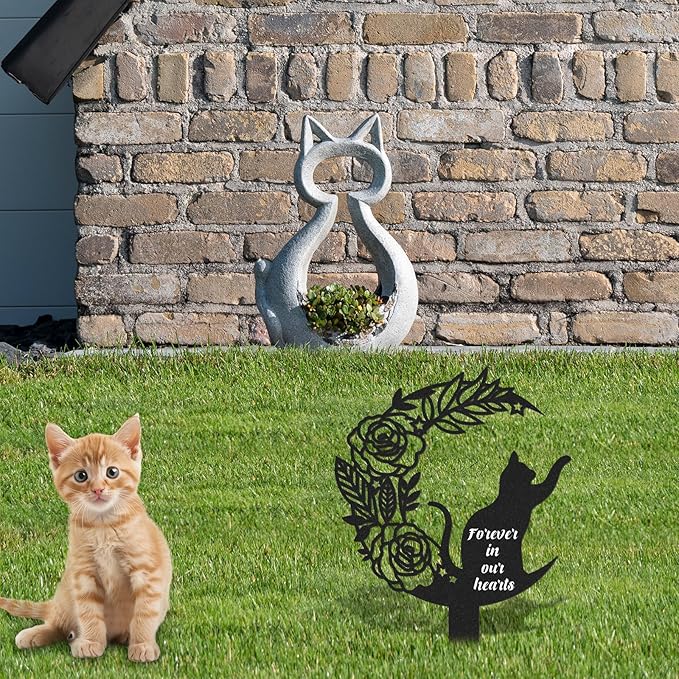 Pet Grave Markers Cat, Metal Memorial Plaques - Image 3