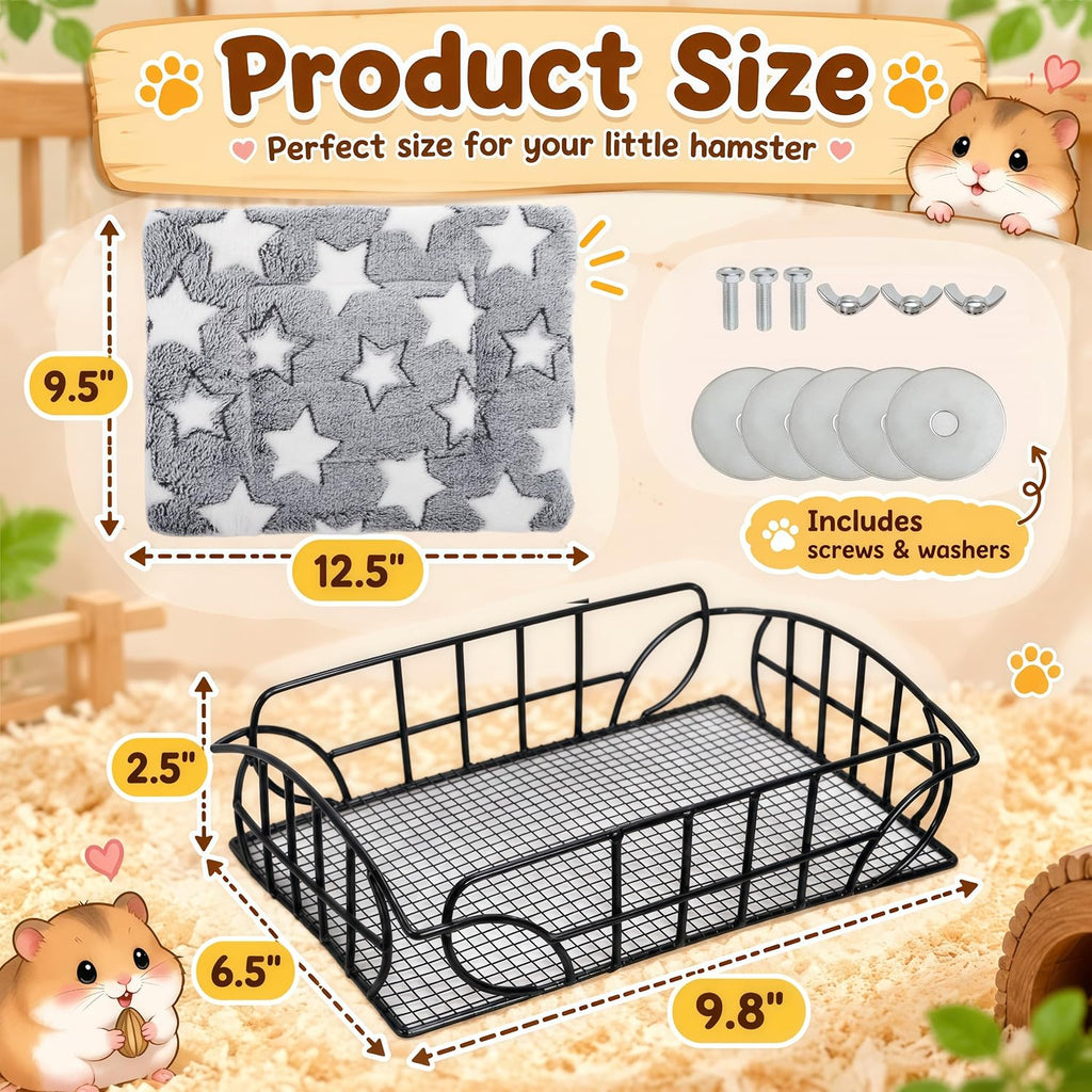 Metal Rat Cage Hanging Platform with Mat, Chew Proof