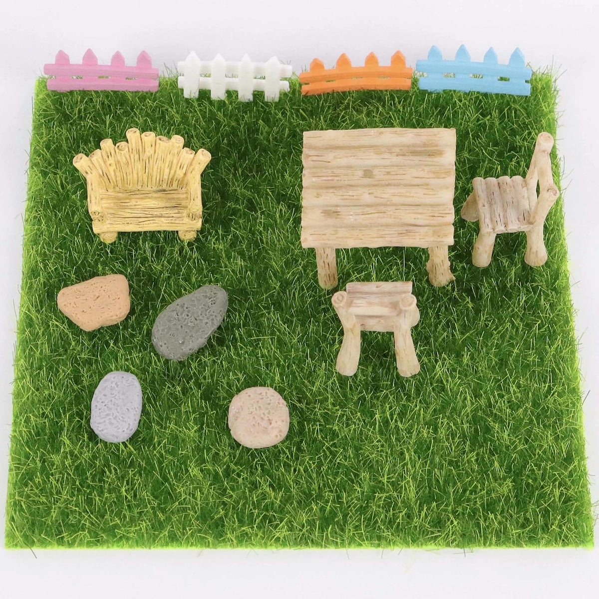 9 Pack Jumping Spider Habitat Decor Set with 11.8" x 11.8" Fake Grass Base, Faux Tree Bark Jumping Spider Hideout, Mini Ladders and Log Jumping Spider Décor, Natural Jumping Spider Enclosure Acce