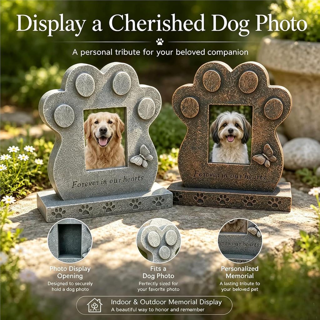 Teaeeno Dog Decor Statue Memory Stone, Pet Headstone Grave Markers