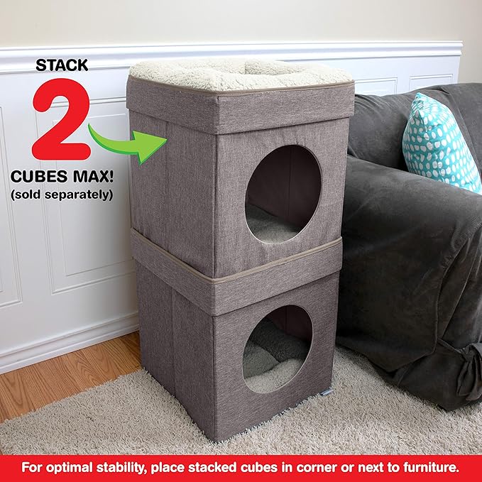 Kitty City Indoor Cat Cube Furniture, Tan Cube - Image 2