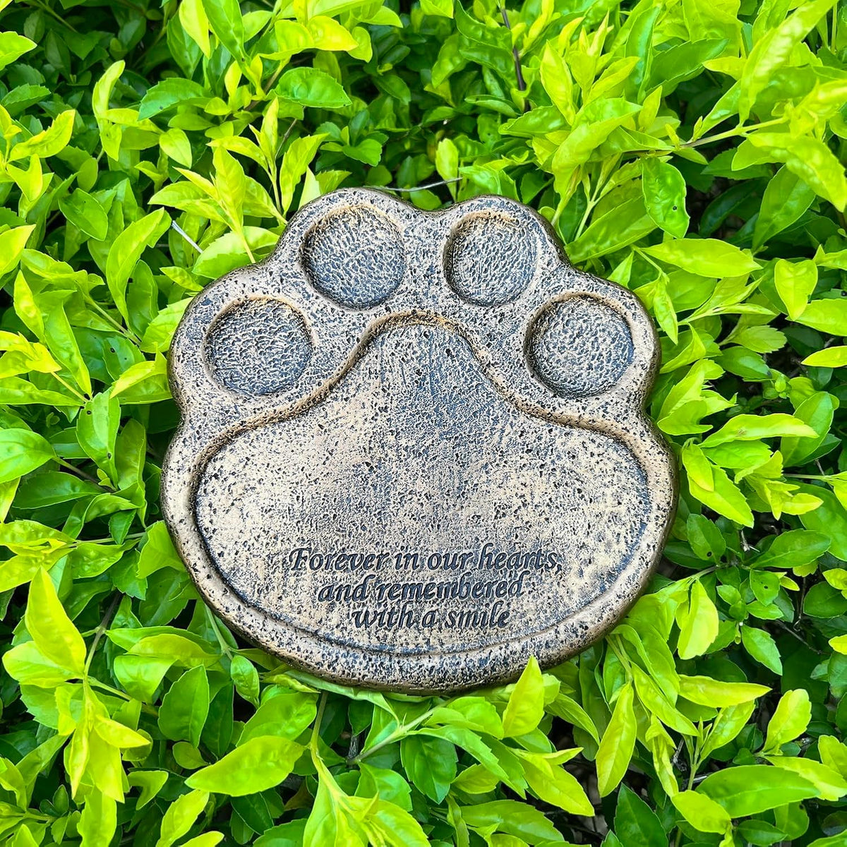 Paw Print Pet Memorial Garden Stone and Sympathy Poem Pet Grave Headstone Tombstone Garden Stepping Stone Loss of Pet Gift