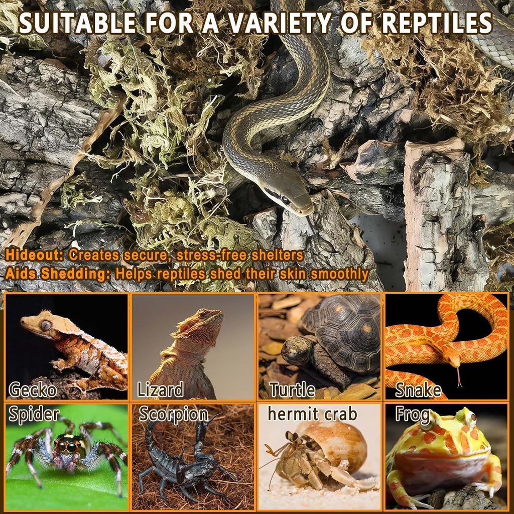 Reptile Cork Bark Bedding,Bulk 1.4 LB Natural Cork Flats for Terrarium,M