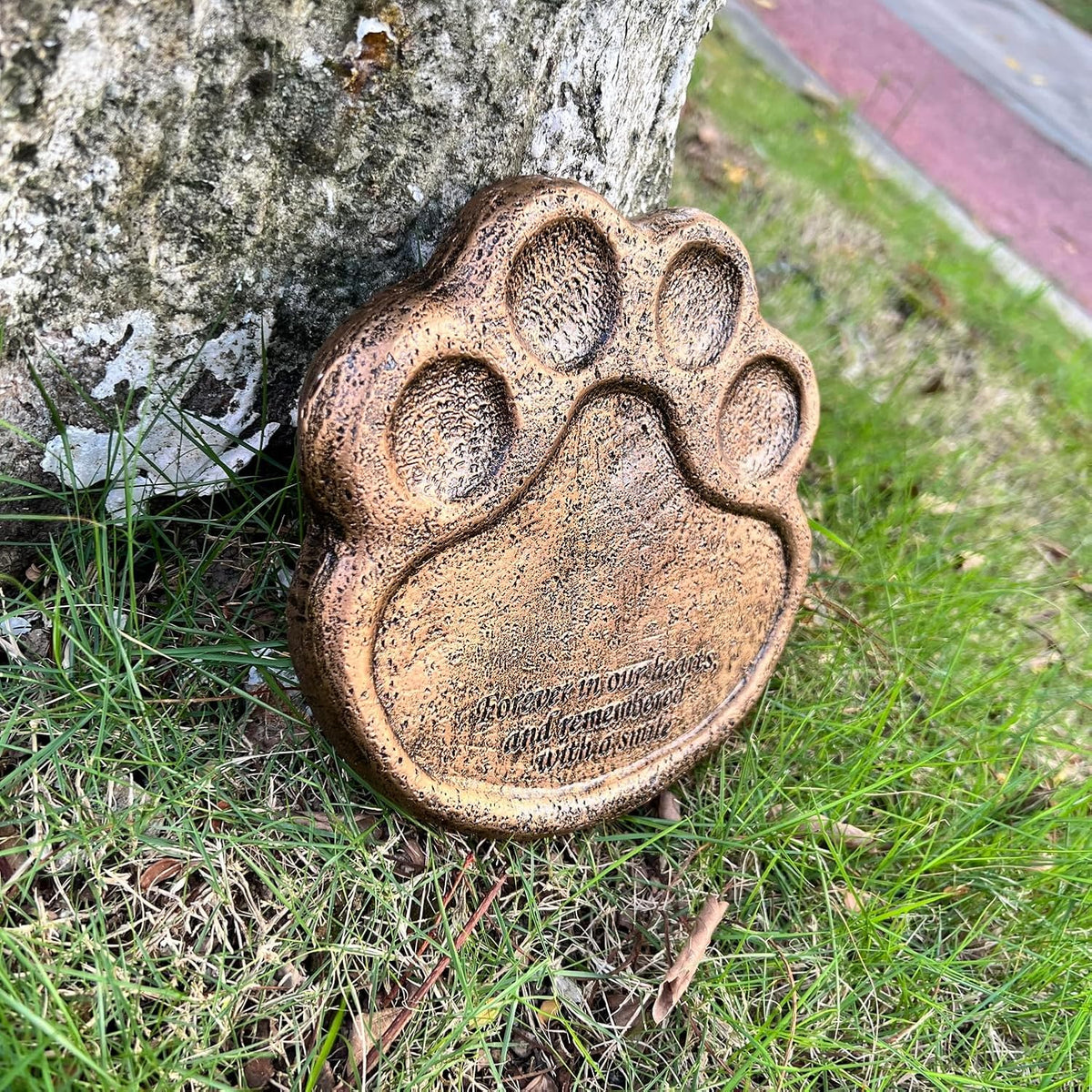 Paw Print Pet Memorial Garden Stone and Sympathy Poem Pet Grave Headstone Tombstone Garden Stepping Stone Loss of Pet Gift