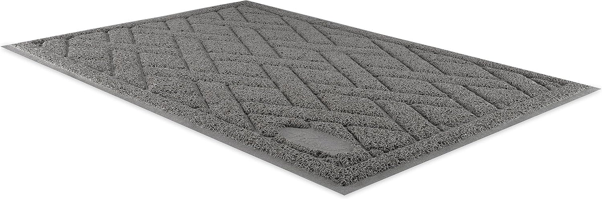 Pawkin Cat Litter Mat, Patented Design with Litter Lock Mesh, Extra Large, Durable, Easy to Clean, Soft, Fits Under Litter Box, Litter Free Floors, Gray