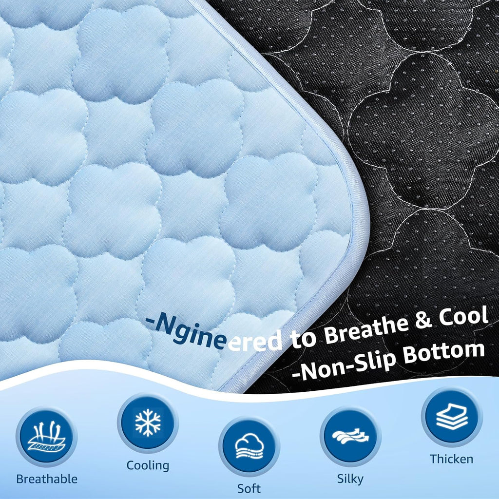 Pet Cooling Mats for Dogs, Cooling Pet Bed Outdoor & Indoor Use with Ice Silk Fabric & Waterproof Cover, Summer Cool Pad for Dogs Cats 29" x 18", Non-Slip Washable Pet Blanket for Crate Kennel Travel