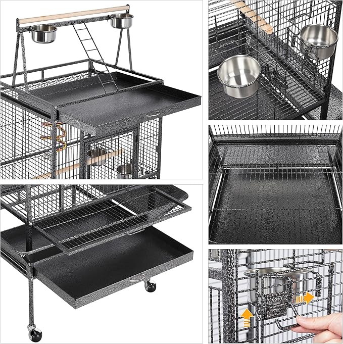 Yaheetech 68-inch Rolling Play Top Large Parrot Bird Cage - Image 4
