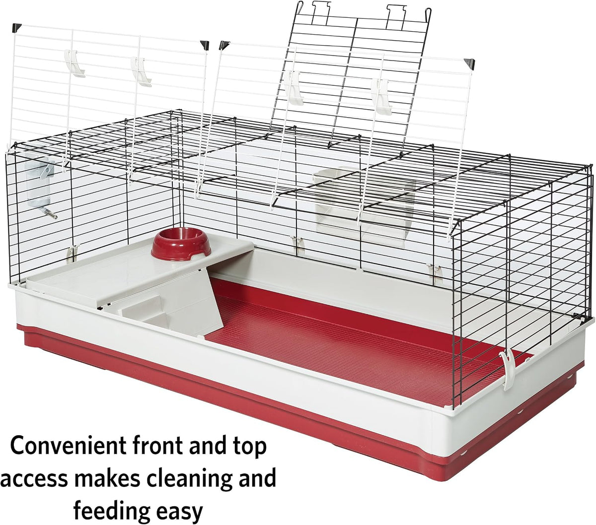 Midwest Homes for Pets Deluxe Rabbit & Guinea Pig Cage, X-Large, White & Red