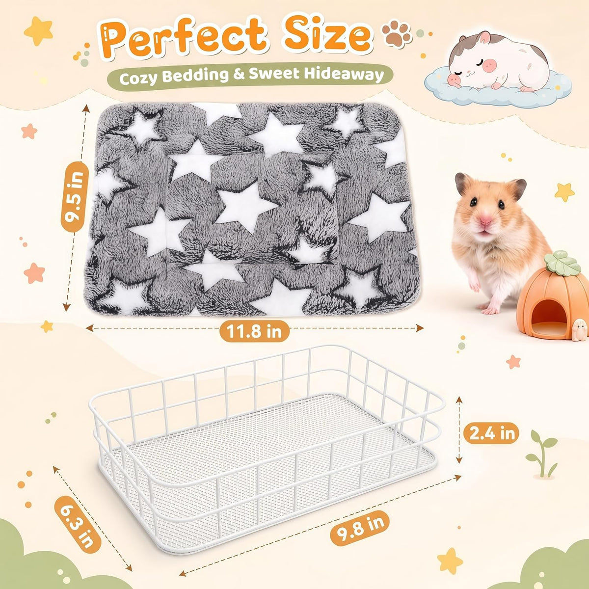 Rat Cage Platform with Mat, Chew Resistant Hanging Squirrel Ledge