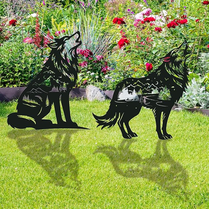 Wolf Metal Garden Stakes Yard Decor, Lawn Ornaments, Yard Art - Image 6