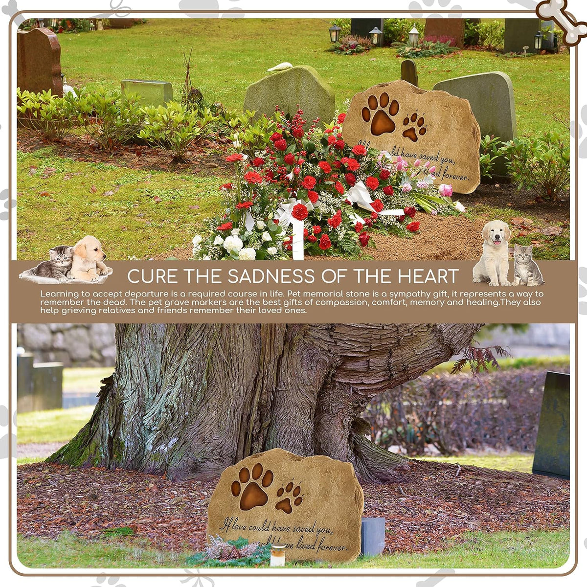Jetec Dog Memorial Gifts for Loss of Dog, Pet Memorial Stones Grave Marker