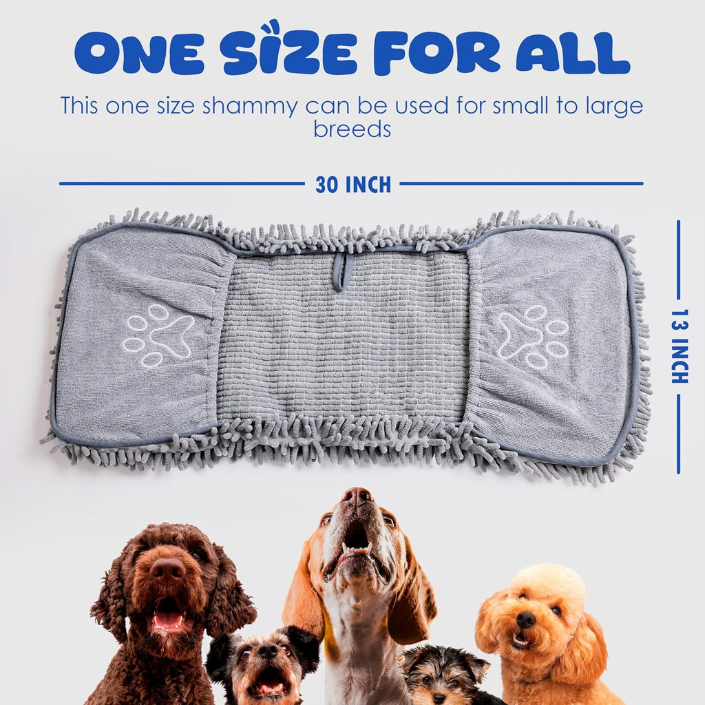 Dog Drying Towel, Absorbent Microfiber Bath Towel with Hand Pockets