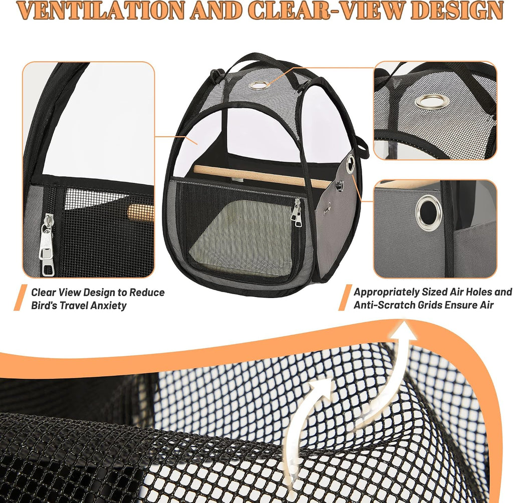 A 4 Pet Bird Carrier for Travel, Clear Windows, Lightweight