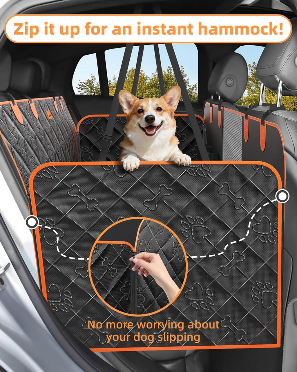 Hard Bottom Dog Car Seat Cover for Back Seat, for SUVs & Trucks