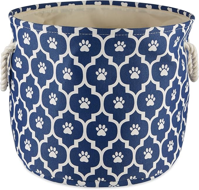 Bone Dry Pet Storage Collection Lattice Paw Print, Nautical Blue, Small Round by BoneDry