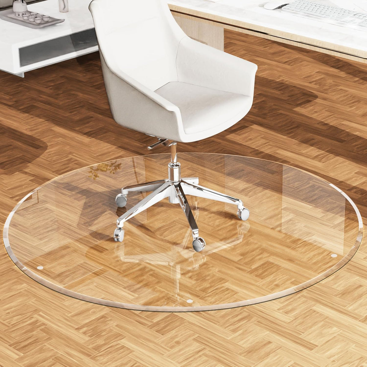 MESAILUP Beveled Edge Office Chair Mat for Carpet or Hardwood Floor 32" x 48" Clear Chair Mats for a Smooth Glide and Easy Roll On/Off, Heavy Duty and Non-Slip Pad Floor Ultimate Desk Chair Mat
