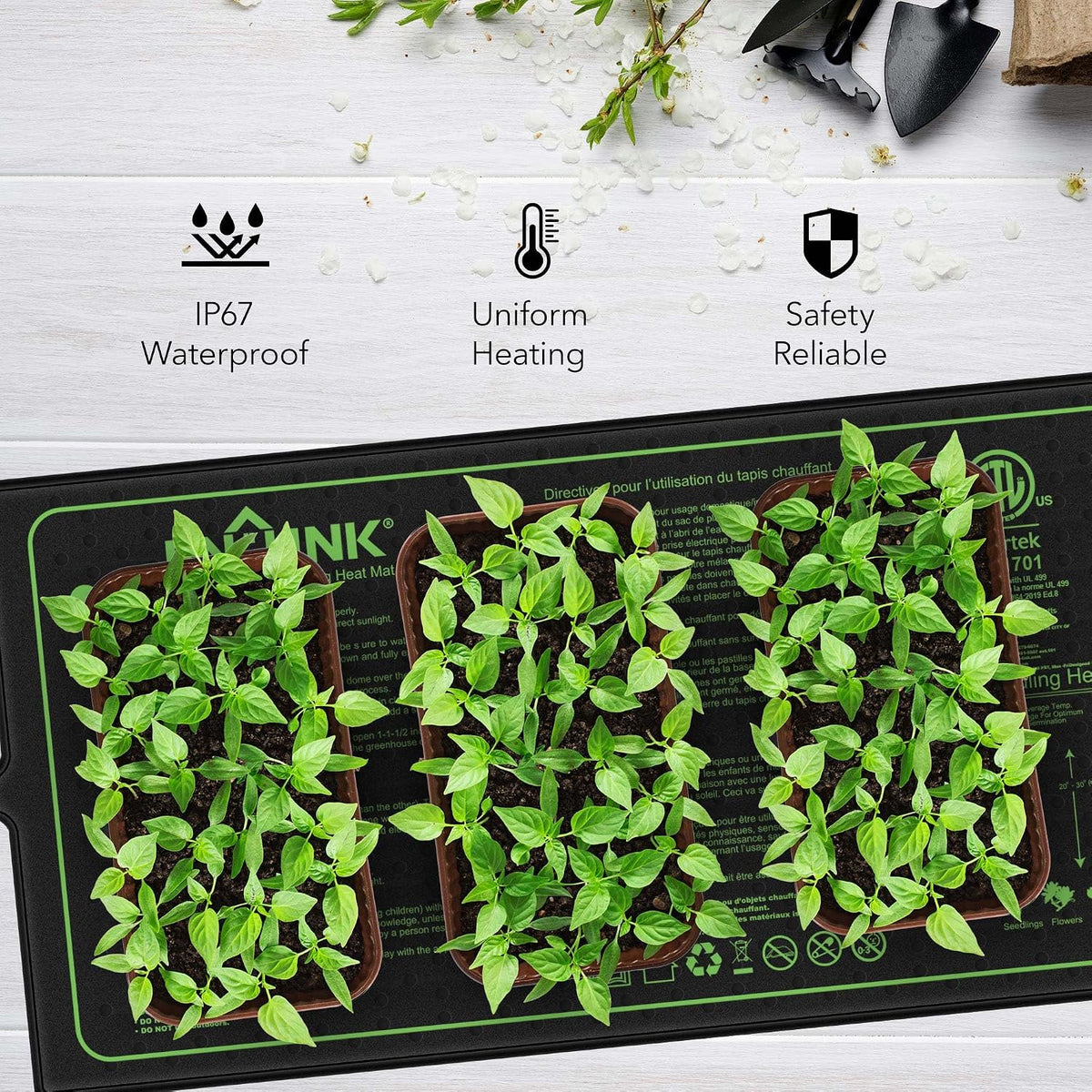 BN-LINK 10" x 20.75" Seedling Heat Mats for Seed Starting Plant Germination