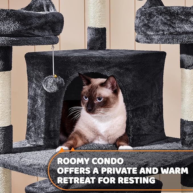 Yaheetech 68.5in Cat Tree for Large Cats, Large Condo, Stable Pet Play House - Image 5