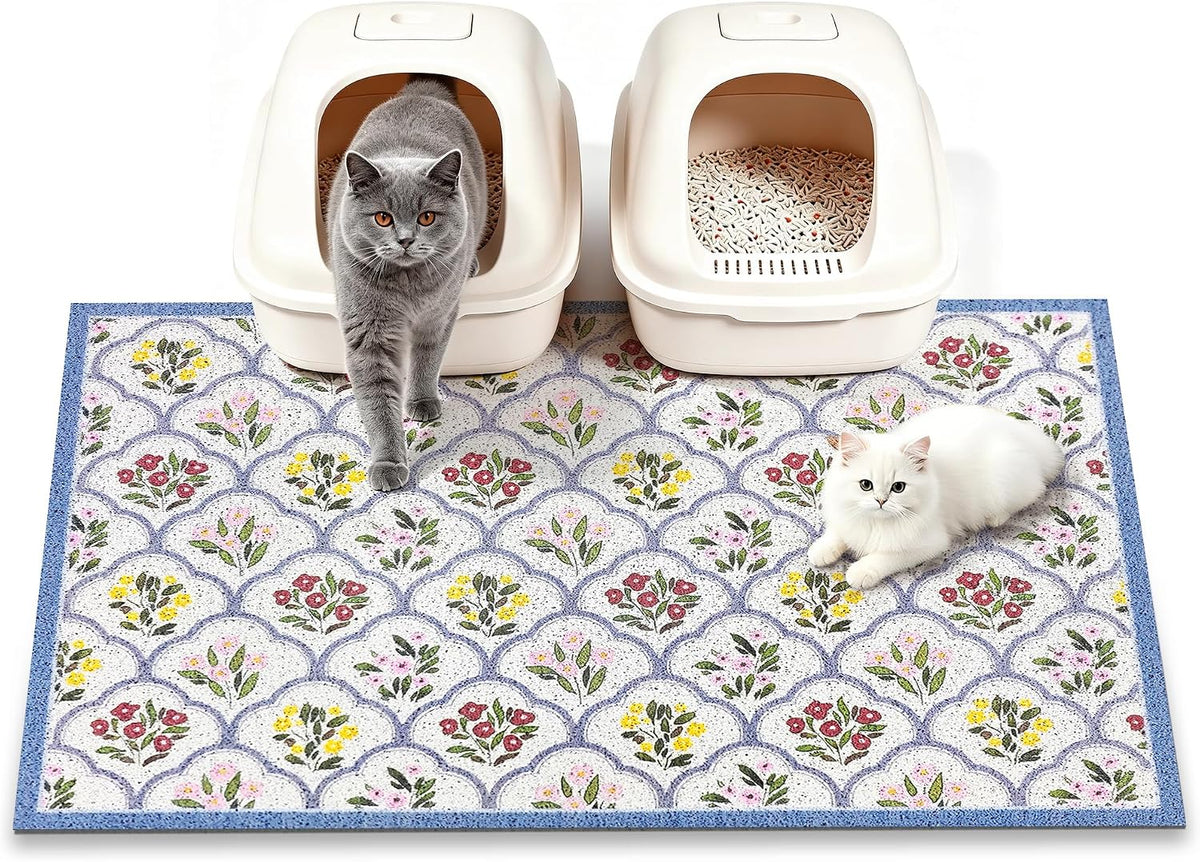 Cat Litter Mat, 24"x16" Cute Kitty Litter mat, Litter Catcher Mat
