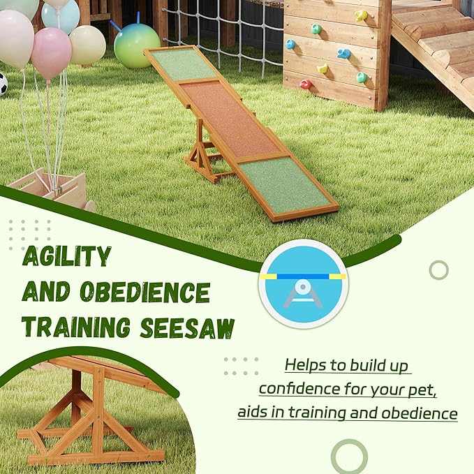 PawHut Wooden Dog Agility Seesaw - Image 6